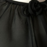 1950's Sheer Black Trevira Blouse With Glass Buttons