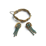 1960's Spanish Turquoise and Gold Mesh Bracelet at hurdyburdy vintage