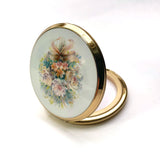 Vintage Stratton Powder Compact in Wedding Bouquet Design at hurdyburdy vintage shop