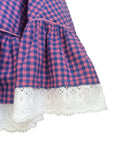 1970's Gingham Prairie Skirt with Lace Hem