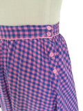 1970's Gingham Prairie Skirt with Lace Hem
