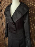 Black Satin Coat Dress with Statement Collar at hurdyburdy vintage