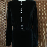 Soft Black Velvet 90's Laura Ashley Dress with Glass Style Buttons at hurdyburdy vintage