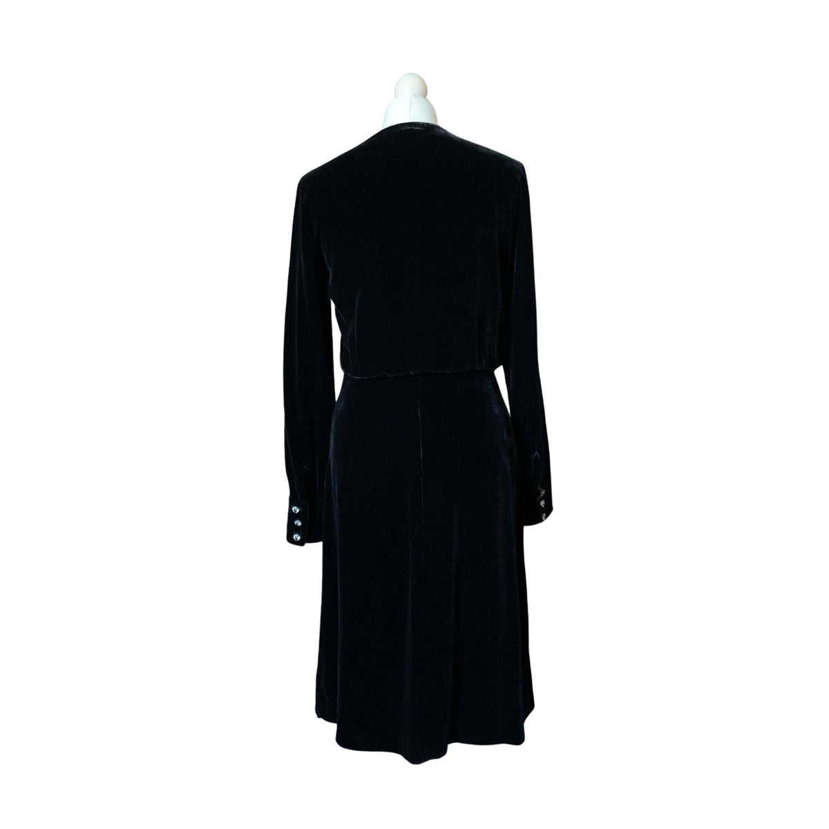 Black Velvet 90's Vintage Laura Ashley Dress with Glass Effect Buttons ...