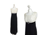 1960's Ivory Lace And Black Maxi Dress - hurdyburdy vintage