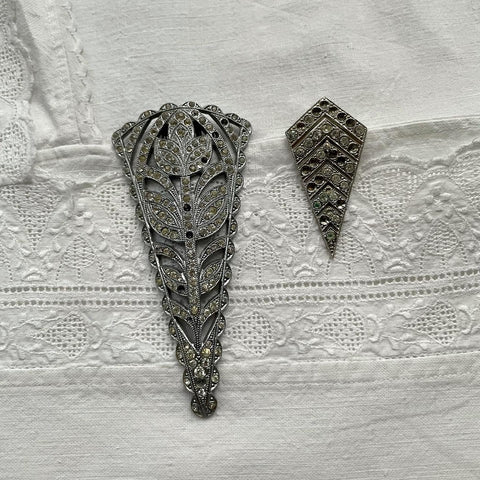 Antique diamond paste dress clips at hurdyburdy vintage