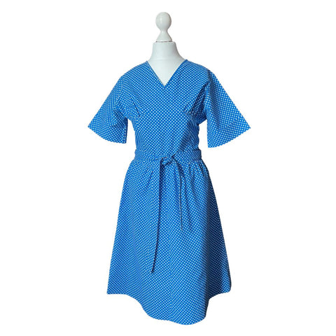 1960's Sky Blue and White Polka Dot Dress