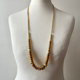 Vintage 1980s Necklace with Amber and Gold Discs