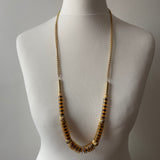 Vintage 1980s Necklace with Amber and Gold Discs