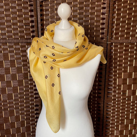 1950's Yellow Silk Scarf at hurdyburdy vintage