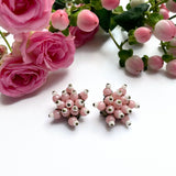 1960's Pink Glass Cluster Clip On Earrings