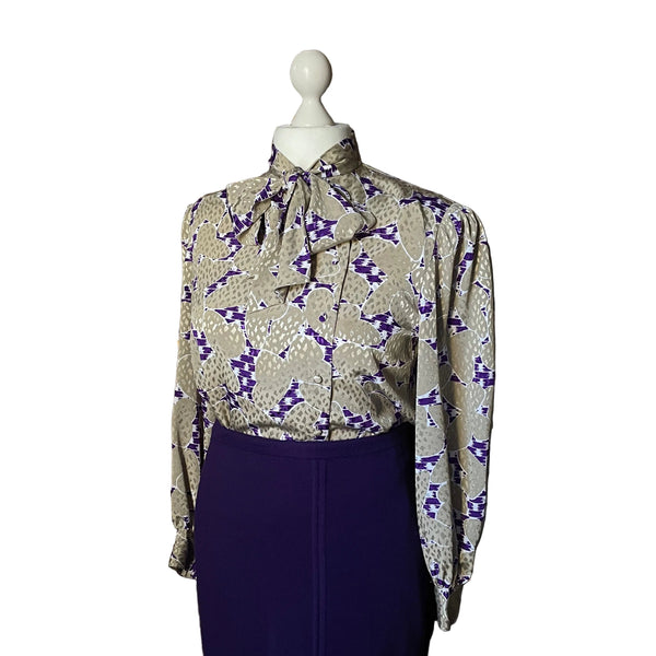 Tricoville Pussy Bow Blouse 1970s/80s at hurdyburdy vintage
