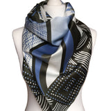 Italian Tie Rack scarf with panels of blue skies. hurdyburdy vintage