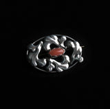 hand crafted antique Danish silver and coral brooch by G. A. Baentsch.