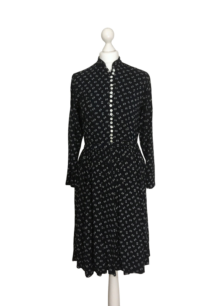 90's Black Vintage Prairie Dress With Mother Of Pearl Buttons hurdyburdy vintage 90's Black Vintage Prairie Dress With Mother Of Pearl Buttons hurdyburdy vintage