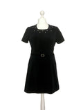 1960's Black Velvet And Pearl Dress - hurdyburdy vintage