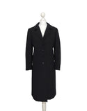 Black Wool Overcoat With Olive Satin Linings - hurdyburdy vintage