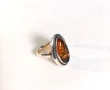 hallmarked amber and silver ring at hurdyburdy vintage