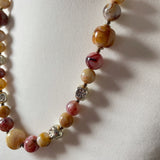 Chunky Autumnal Vintage Necklace with Marbled Beads at hurdyburdy vintage shop