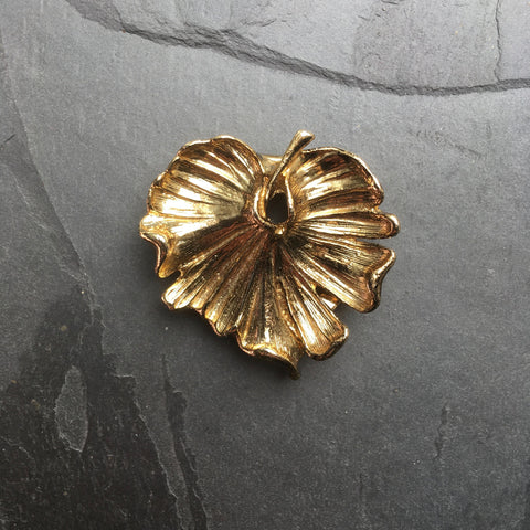 vintage scarf clip in a gold leaf shape by hurdyburdy vintage