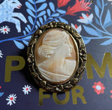 Shell cameo brooch at hurdyburdy vintage
